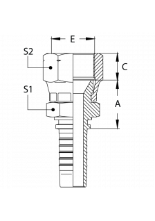 Фитинг DN 06 JIS 16x1.5 (2 шестигранника 22мм и 17мм)