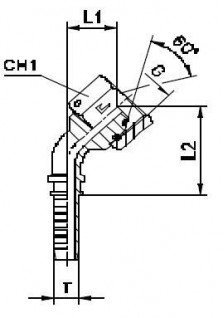 Фитинг DN 06 BSP (Г) 3/8 (45)(штифтованная гайка) (o-ring)