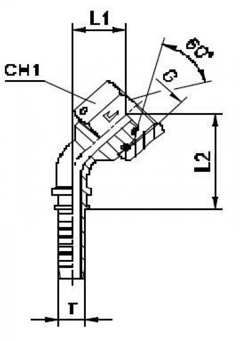 Фитинг DN 06 BSP (Г) 3/8 (45)(штифтованная гайка) (o-ring)