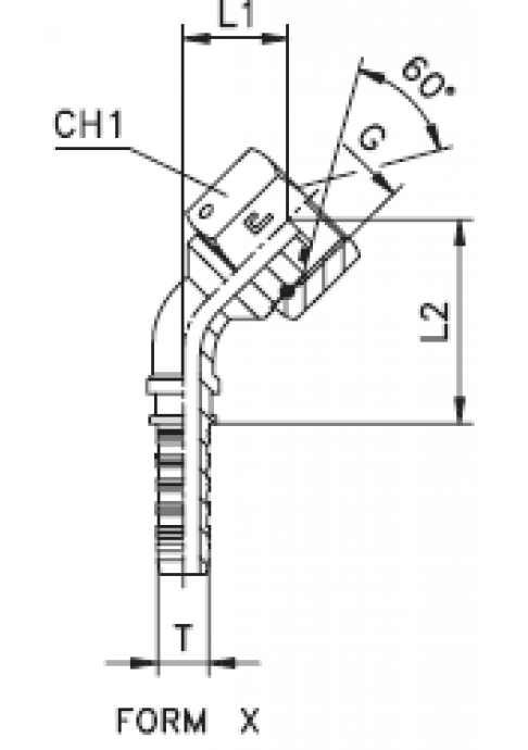Фитинг DN 06 BSP (Г) 3/8 (45)(штифтованная гайка) (o-ring)