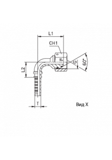Фитинг DN 06 BSP (Г) 1/2 (90)(штифтованная гайка) (o-ring)
