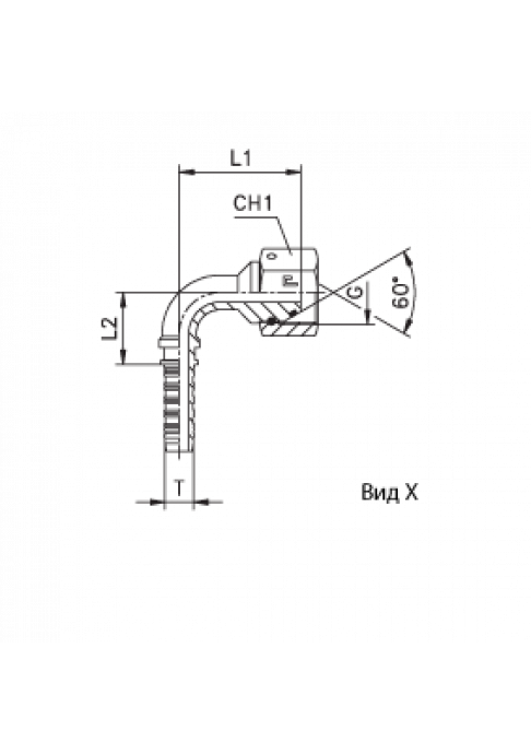 Фитинг DN 06 BSP (Г) 1/2 (90)(штифтованная гайка) (o-ring)