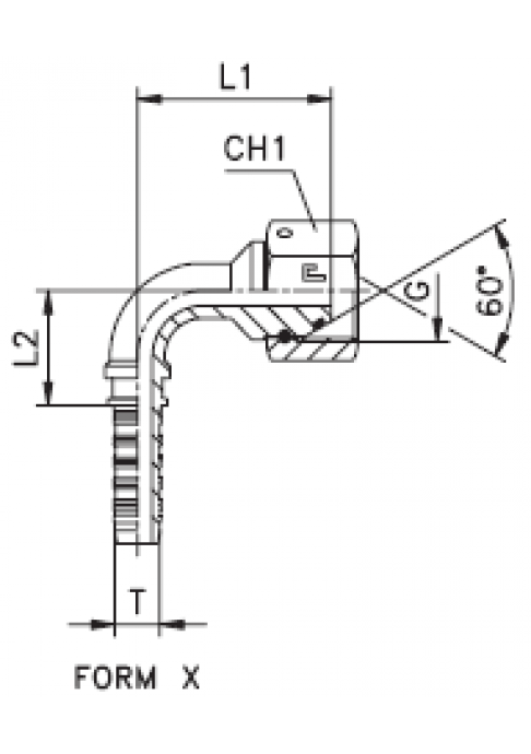 Фитинг DN 06 BSP (Г) 1/2 (90)(штифтованная гайка) (o-ring)