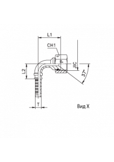 Фитинг DN 06 JIC (Г) 9/16 (90) (накидная гайка)