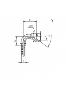 Фитинг DN 06 JIC (Г) 9/16 (90) (накидная гайка)