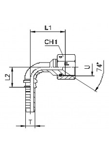 Фитинг DN 06 JIC (Г) 9/16 (90) (штифтованная гайка)